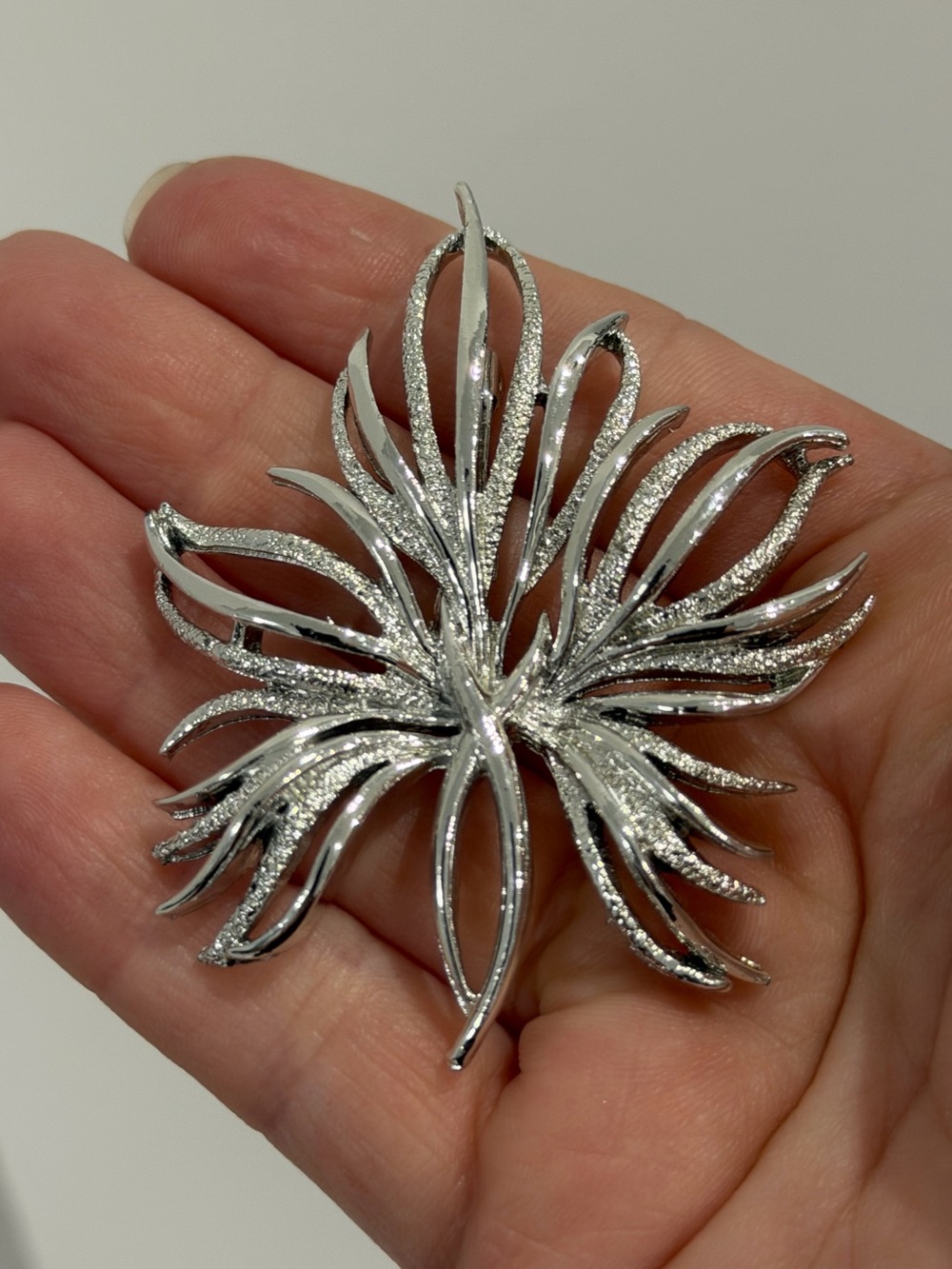 Vintage Silver Floral Burst Brooch